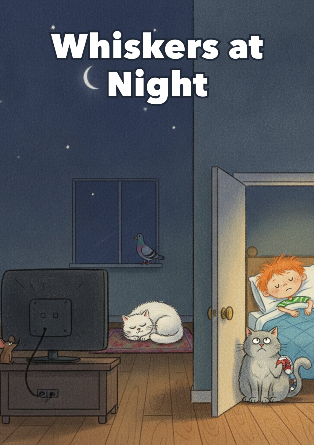 Whiskers at Night — children's book cover